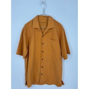 Tommy Bahama Shirt Mens Medium Orange Silk Button Up Short Sleeve
